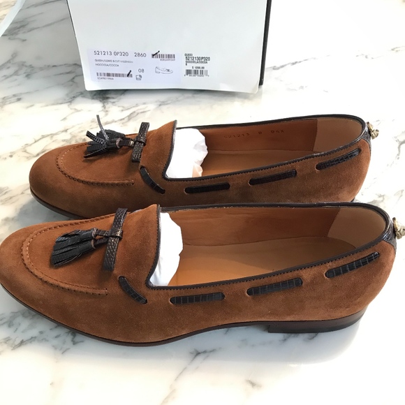 Gucci Other - $1,200 NIB Gucci Suede + Lizard Loafer Sz 8 / US 9